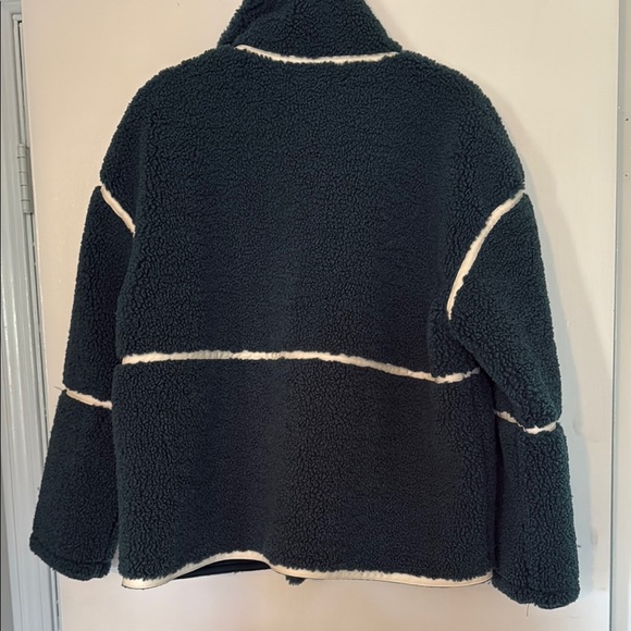 Elan Green and White Teddy Jacket with Stand-Up Collar - Picture 3 of 3